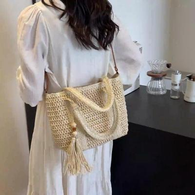 Damen Mode Stroh Umhängetasche Frauen Strand Urlaub Shopping gewebt Schulter Handtasche