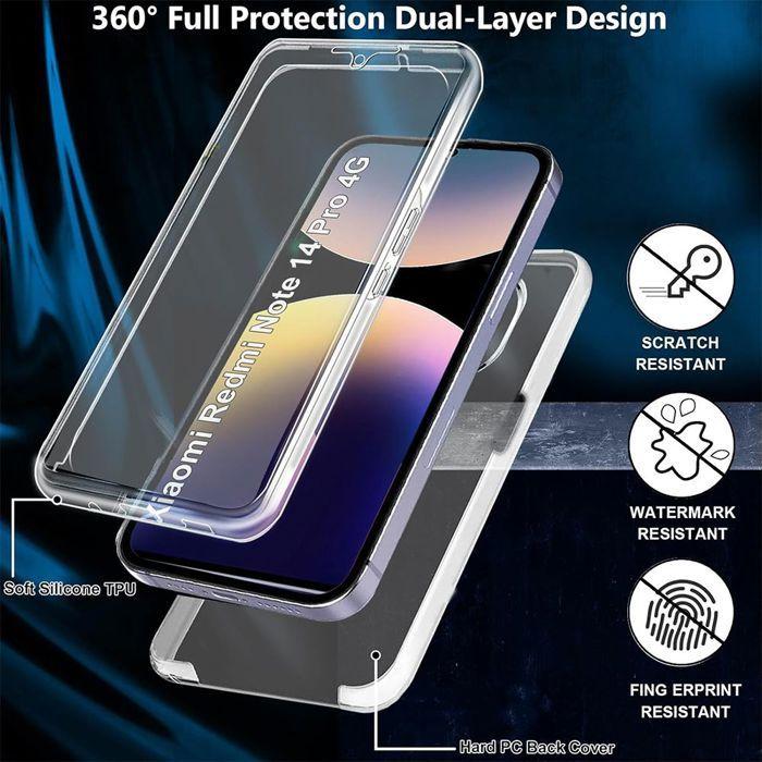 Coque de protection pour Xiaomi Redmi Note 14 Pro 4G - Antichoc - Transparent - Silicone+PC