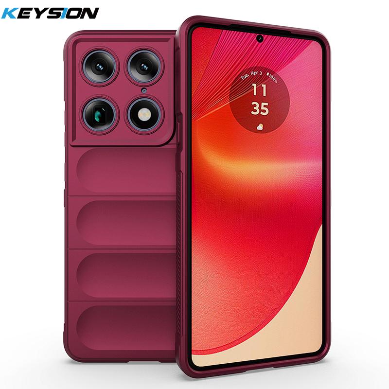 

KEYSION Heavy Duty Shockproof Matte Phone Case for Motorola Signature 5G Soft Silicone Phone Cover for MOTO Edge 70 Fusion+ 5G for Edge 70 Fusion+ вина червоного кольору
