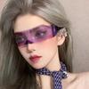 Y2K Future Warrior Rimless Goggles One Piece Lens Wrap Around Cyberpunk Futuristic Men Women Hip Hop Party Glasses with Spikes