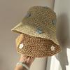 Ins Flowers Straw Fisherman Hat Children Summer Breathable Shade Sunscreen Bucket Basin Hat Foldable Hat