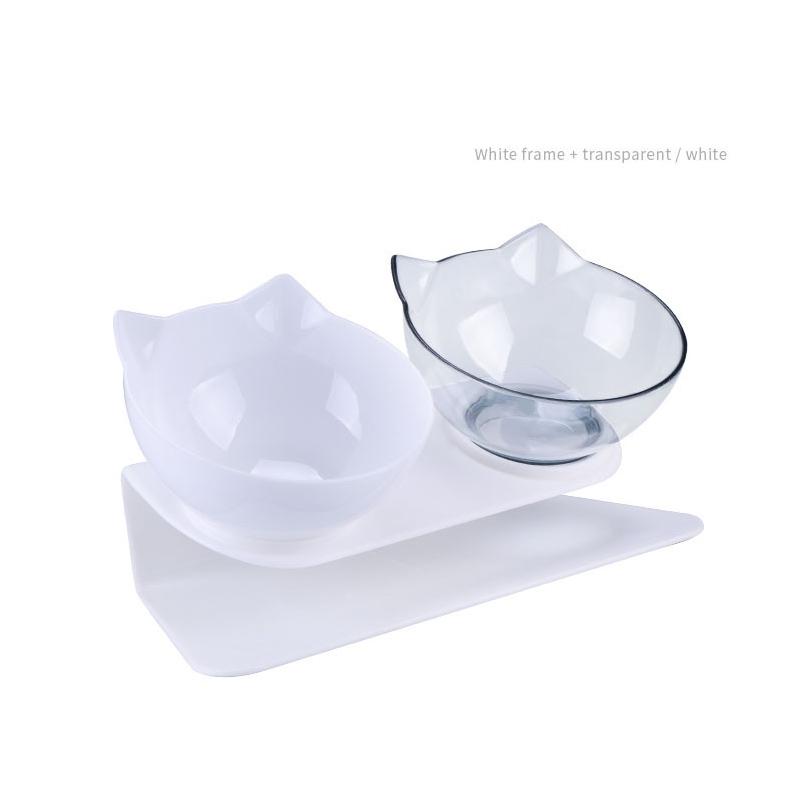 Pojedyncza/podwójna miska ze wspornikiem i konstrukcją pochylną na jedzenie i wodę, artykuły do karmienia i picia dla zwierząt