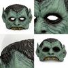 Creepy Halloween Costume Accessory Green Vampire Mask, Half Face Mask with Pointy Ears & Sharp Teeth, Retro Realistic Horror Distressed Party