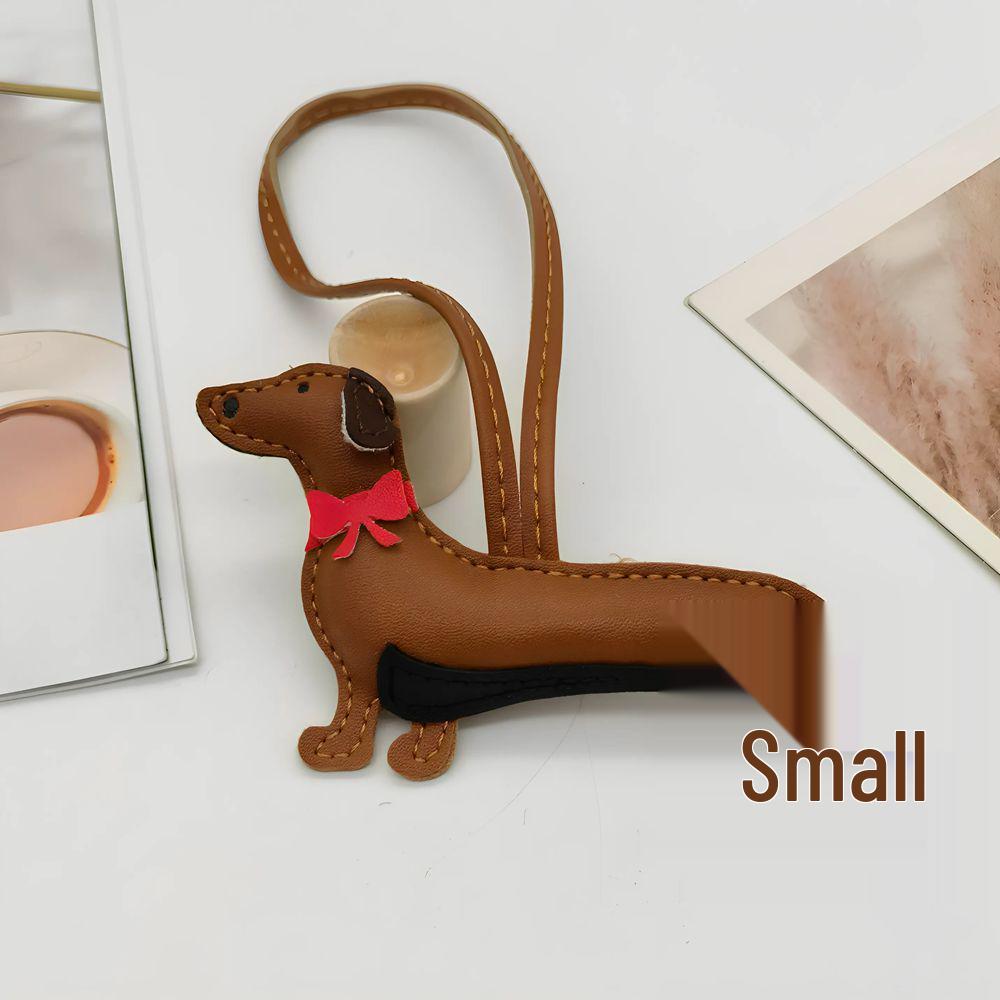 Eco-Friendly Leather Sausage Dog Keychain Ornament