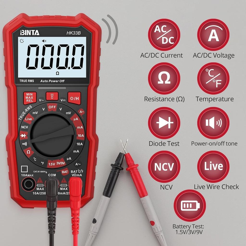 2000 Counts Digital Multimeter and 11PCS Silicone Multimeter Test Leads Kit