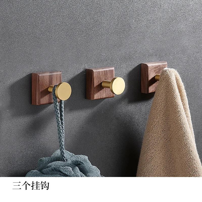 Nordic Clothes Wall Metal Hooks Solid Wood Towel Bathroom Light Luxury Wall Hooks Creative Hanger Home Innovative Accessories