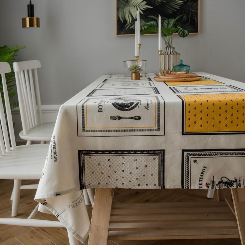 Linen Look Tablecloth Living Room Coffee Table Dining Rectangular Cotton Blend Dustproof Decorative Home Use