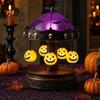 Halloween Tabletop Decor Ghost Carousel Light, Night Gothic Stained Glass Shade Vintage Resin with Floating Ghosts/Pumpkins, Spooky Table Lamp