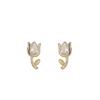 S925 Sterling Sølv Søte Rose øredobber Ins Style Innlagte Zircon Allsidige øredobber