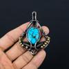 Tibetan Turquoise Gemstone Pure Copper Wire Wrapped Designer Handmade Pendant Jewelry For Her