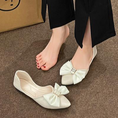 Chaussures plates pointues simples pour femmes été nouveau nœud semelle souple tempérament chaussures chargées sandales creuses