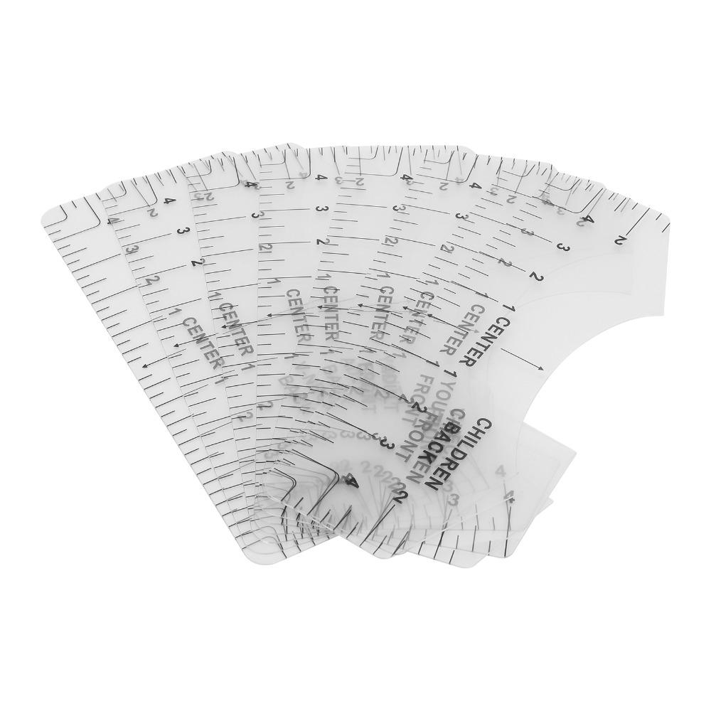 8pcs Transparent PVC T-Shirt Alignment Ruler Round Neck Logo Placement Tool For DIY Crafts