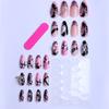 24Pcs Pink Glossy Almond French Press On Nails Y2K Metal Star Charm Sweet Cool Fake Nails