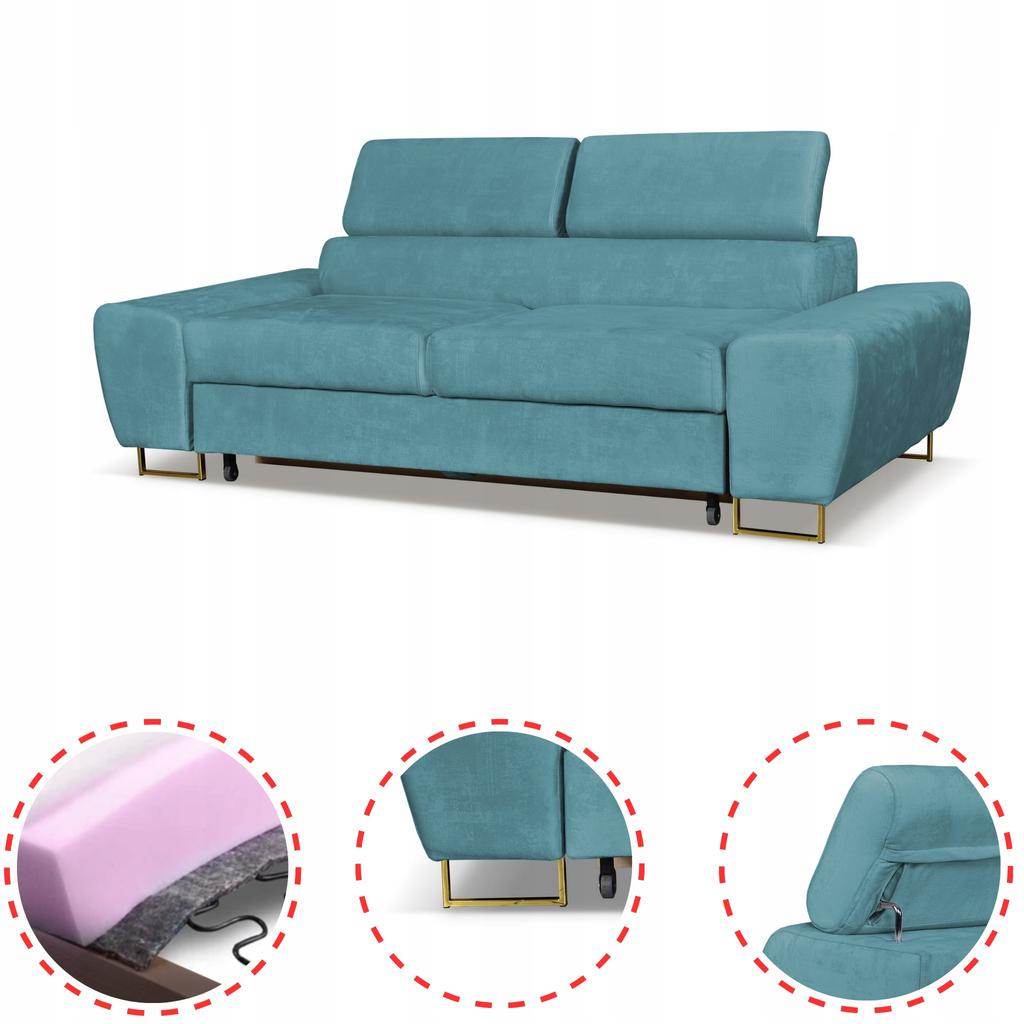 Sofa Couch Bosso Living Room Family Furniture Blue Recliner Headrest