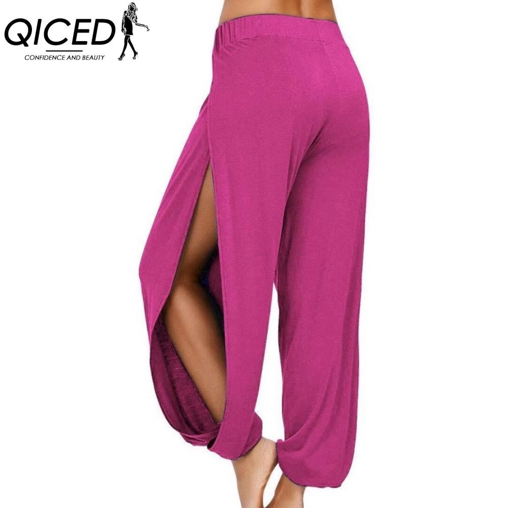 

QICED Жіночі Модні Повсякденні Однотонні Штани та Капрі з Принтом XXXL рожевий червоний колір