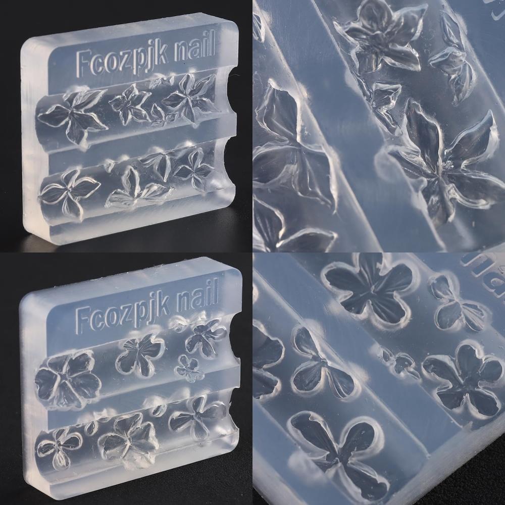 2/3Pcs Blooming Camellia/Orchid/Lily Flower Nail Carving Mold Clear Silicone 5-Petal Flower Nail Gel Printing Mold Nail Tools 8!