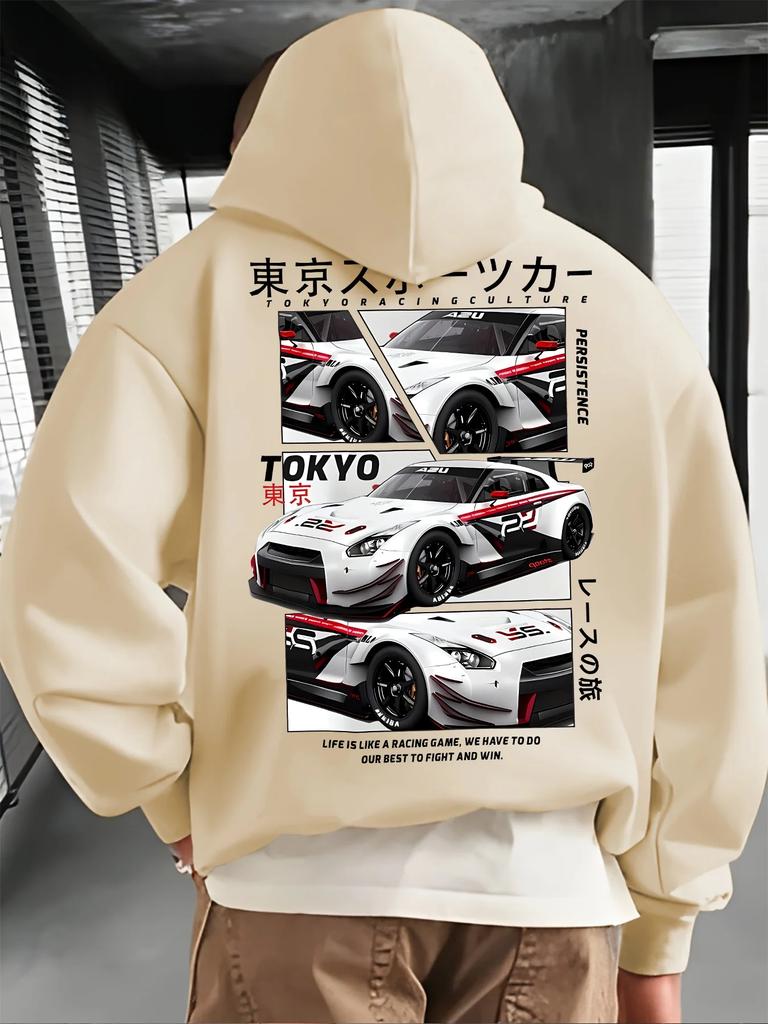 2025 hochwertiger modischer bedruckter Hoodie, Renndesign, lockeres Retro-Klassiker-bequemes Sport-Sweatshirt.