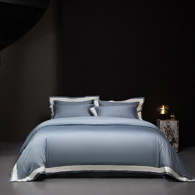 

4 предмета Премиум 1000TC Египетский хлопок Однотонный Гостиничный стиль Широкий край Комплект постельного белья Пододеяльник Простыня/Простыня на резинке Наволочки Flat Bed Sheet&King 220X240cm 4pcs