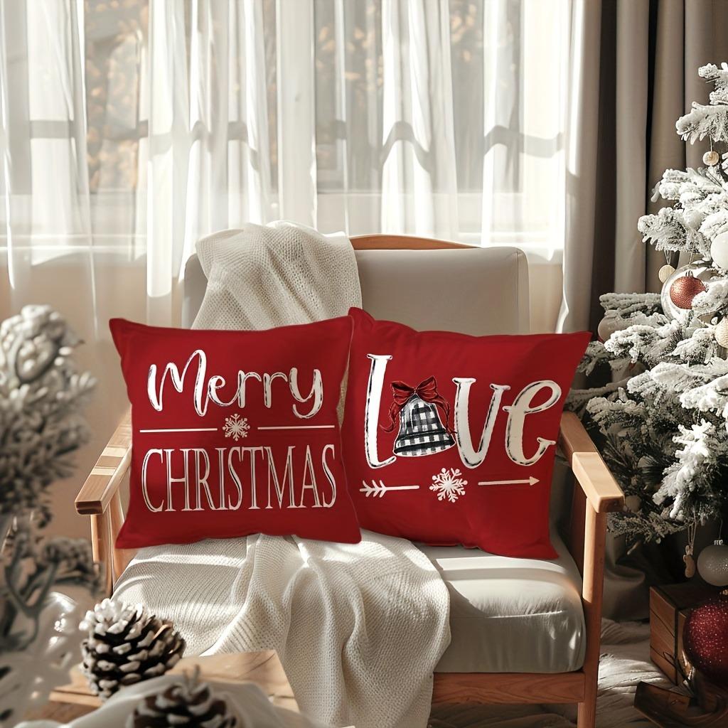 1pc/4pcs Christmas Red Pillowcases: Snowman, Merry Christmas, Love Bell, and Reindeer Designs! New Year Home Decoration