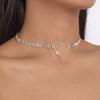 Women European Minimalist Light Luxury Design Clavicle Choker Full Rhinestone Heart Sweet Personality Necklace For Women