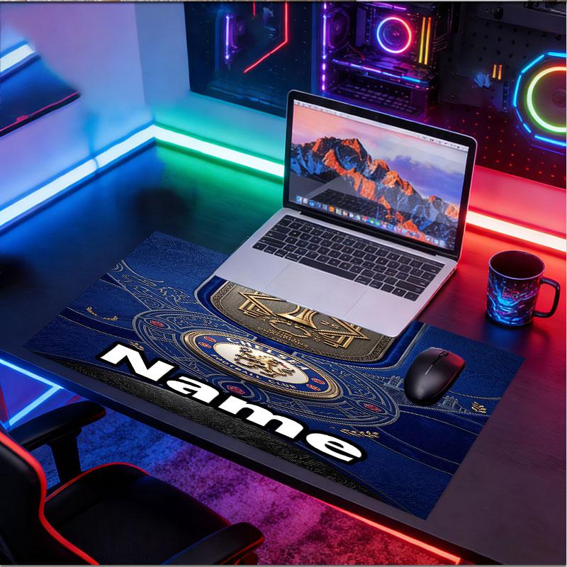 Custom Name Personalized Chelsea Football Club Pattern Mousepad, Laptop PC Desk Mat, Decorative Desk Mat for Home Keyboard Pad Gift