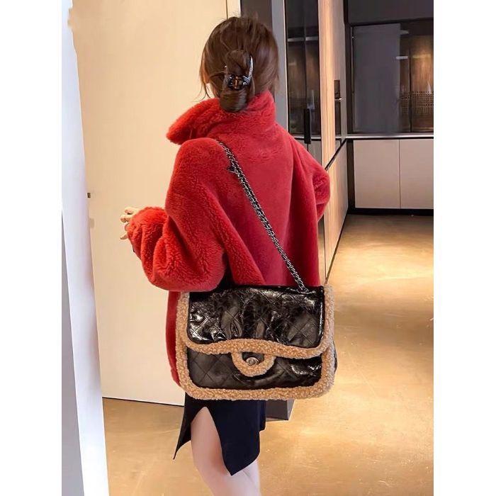 Short Women's Trendy Winter Double-Sided Fleece Stand Collar Hoodie Cardigan Zipper Jacket