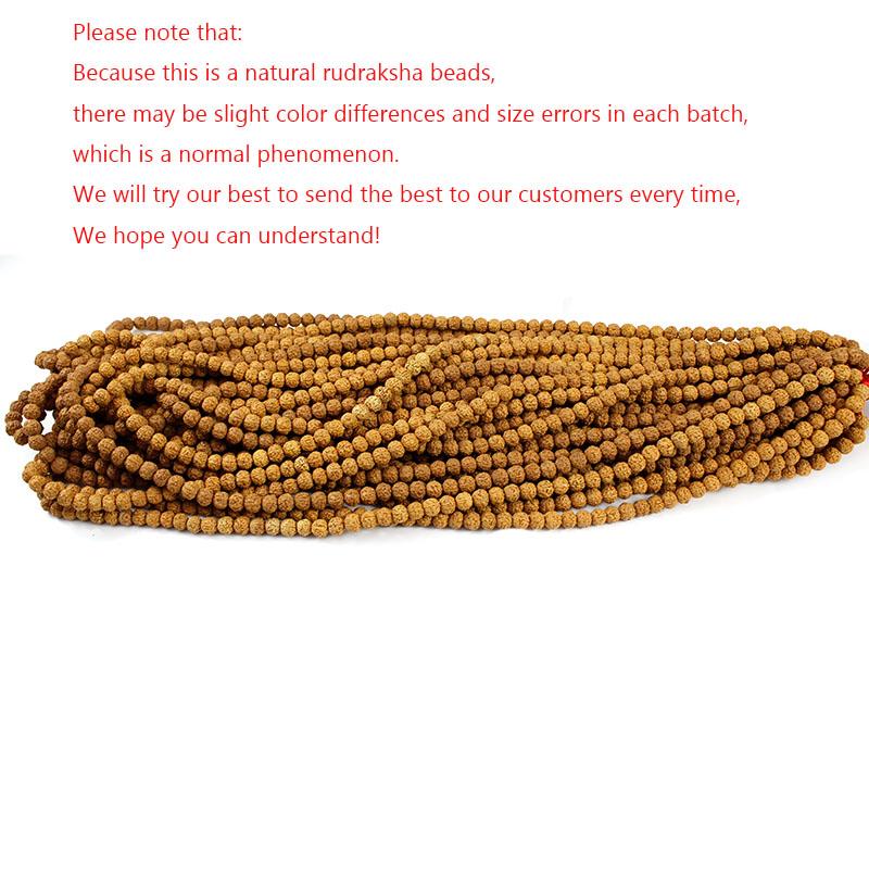 Naturalna Mala Rudraksha 108 Koralików 6 8 10 12 mm Koraliki Buddyjskie do Modlitwy Medytacji do Tworzenia Naszyjników Bransoletek Biżuterii Akcesoria