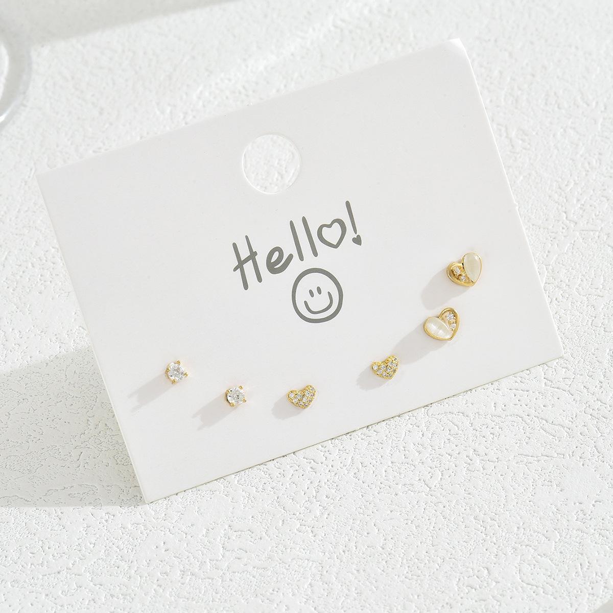 

Love Design Earrings Set Women s Inlaid Zircon Small Fresh Earrings Versatile Sweet Earrings