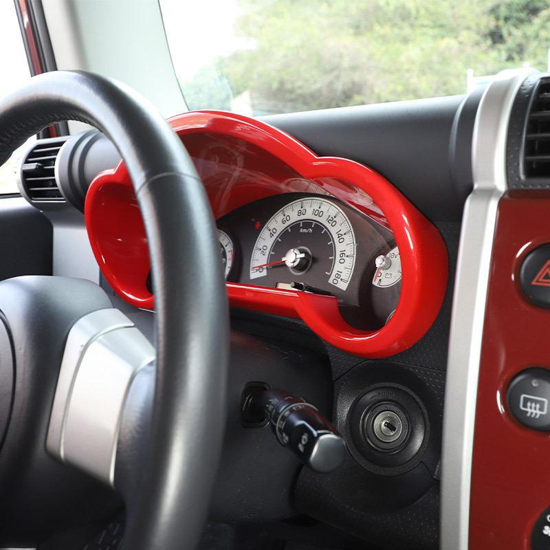 For Toyota FJ Cruiser 2007-21 ABS Carbon Fiber/Red Car Dashboard Display Decorative Frame Interior Accessories Car Modification