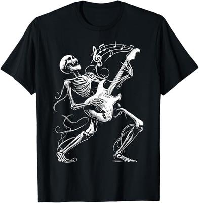 Skeleton Playing Guitar Music Gifts For Men Women Rock Band T-Shirt