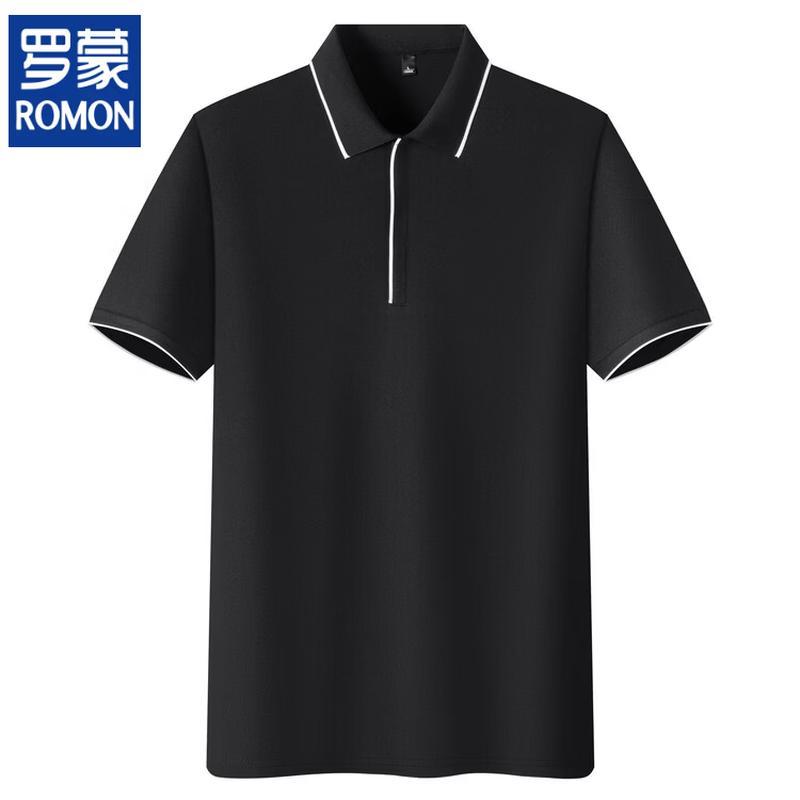 ROMON Men s Color-Block Zipper Polo T-Shirt M