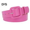 Women Belt Multi Holes Adjustable Length Square Buckle Faux Leather Waistband Jeans Dress Coats Candy Color Belt