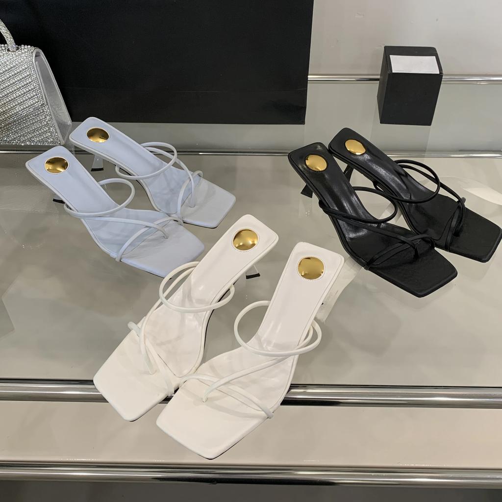 Eilyken New Summer Narrow Band Hollow Out Women Slippers Square Toe Thin Low Heels Party Ladies Shoes Zapatos De Mujer