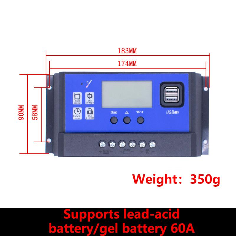 Smart Solar Charge Controller with LCD Display, USB Charging & Multi-Protection for 12V/24V Solar Panel Systems