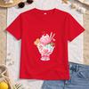Girls Heart Sundae Ice Cream Print Crewneck Short Sleeve Tee, Soft Breathable Top for School Travel Daily