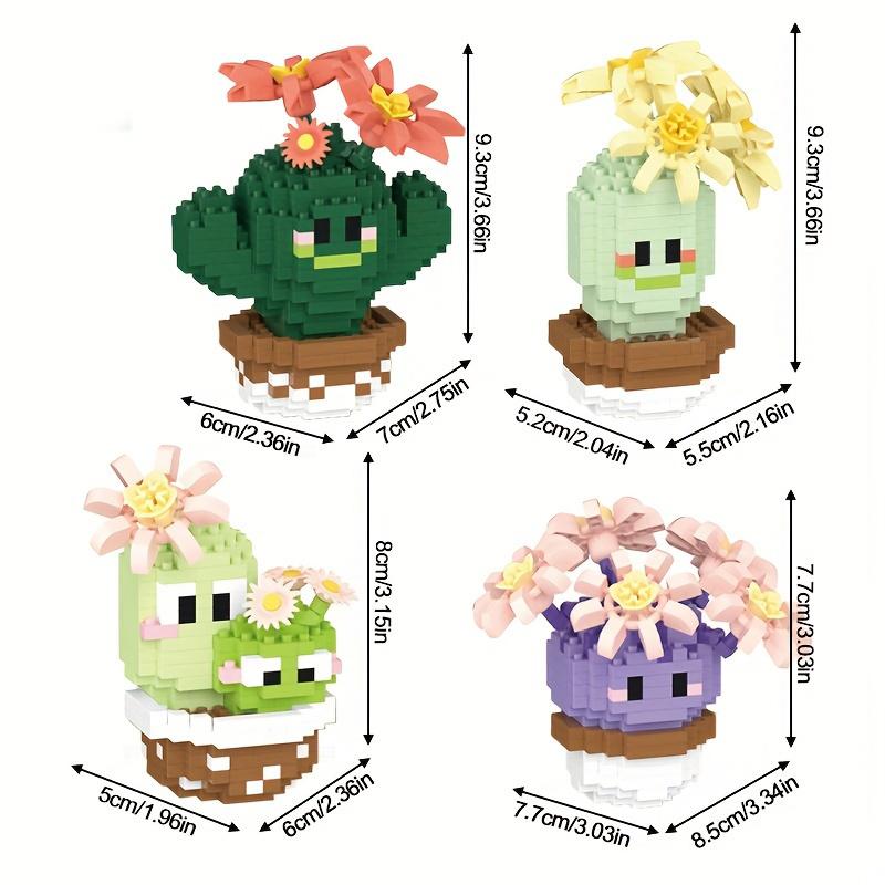 Cute Cactus Potted Plant, Building Blocks, Plant Micro Particle Assembly Model, Children's DIY Toy, Christmas Gift
