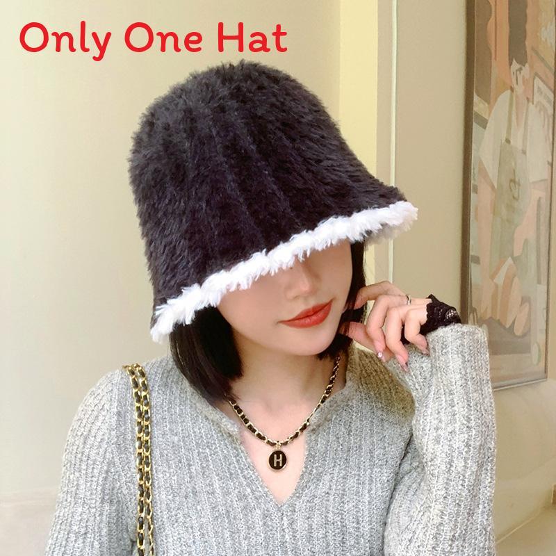 Stylish Autumn Winter Bucket Hat With Polyester Knit For Women чёрный