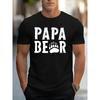 European Sizes 1pc Men'S Casual Crew Neck T-Shirt with Papa Bear Print, Short Sleeve Tee, Lightweight Summer Top for Daily and Leisure Activities