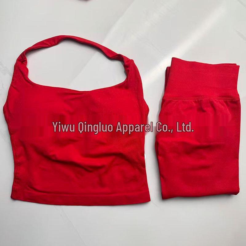 Dfyne Seamless Ruched Yoga Vest & Butt-Lifting Shorts Set