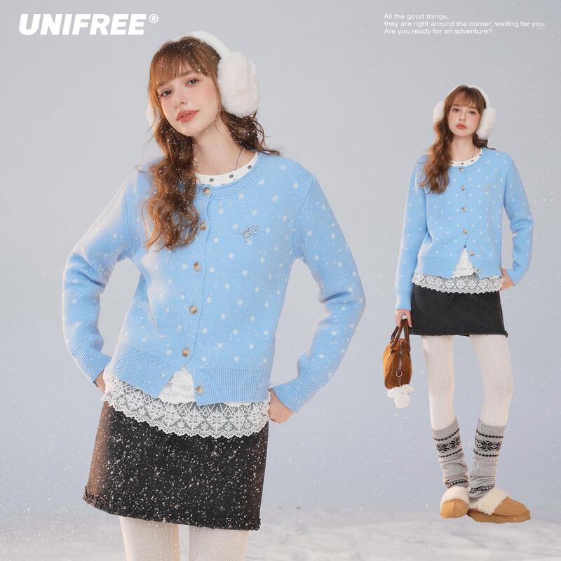UNIFREE Vintage Polka Dot Knit Cardigan