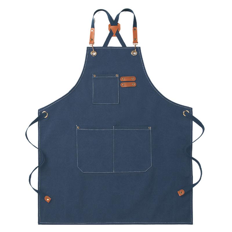 Household Canvas Apron Oil-Proof Can Wipe Hands Kitchen Cooking Men Women Adult With Tool Pockets  Coffee Over Apron