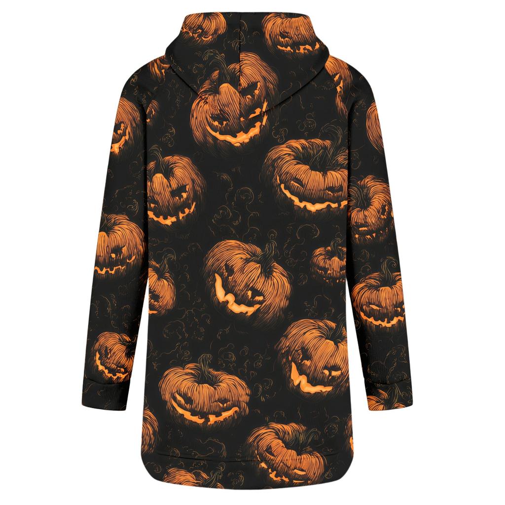 Women's Casual Long Sleeve Halloween Print Hoodie Pullover Top for Fall Festive Wear