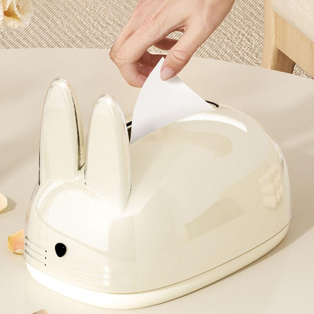 Large Capacity Paper Towel Dispenser Creamy Style Napkin Paper Case Rabbit Tissue Box  Bedroom