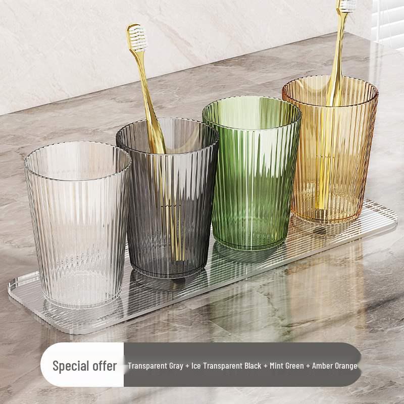 Elegant Toothbrush Holder Set: Couple Bathroom Tooth & Mouthwash Cups