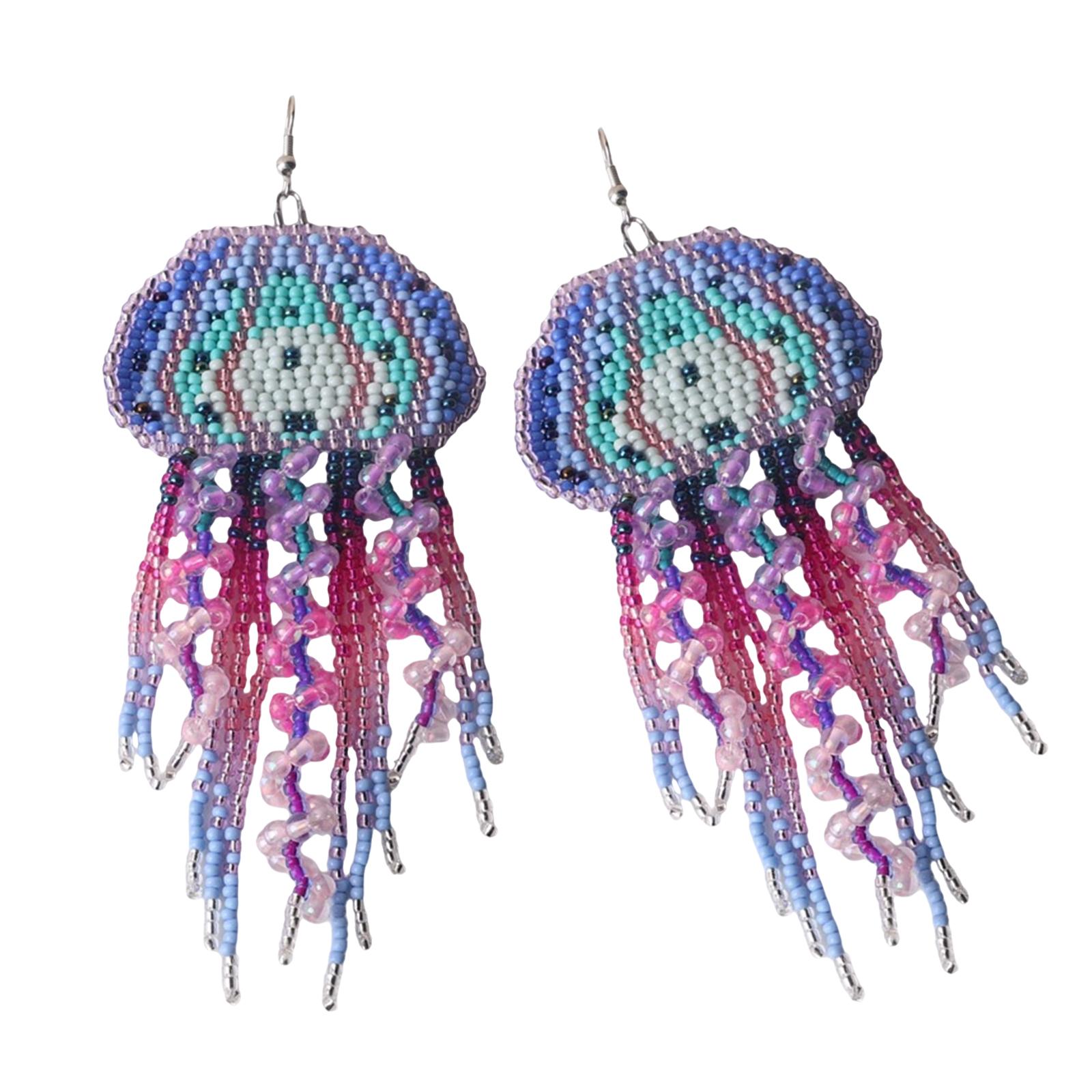 

Серьги из бисера ручной вязки, цветные серьги с кисточками, удобные серьги с текстурой из бисера, подходящие для повседневной носки 3