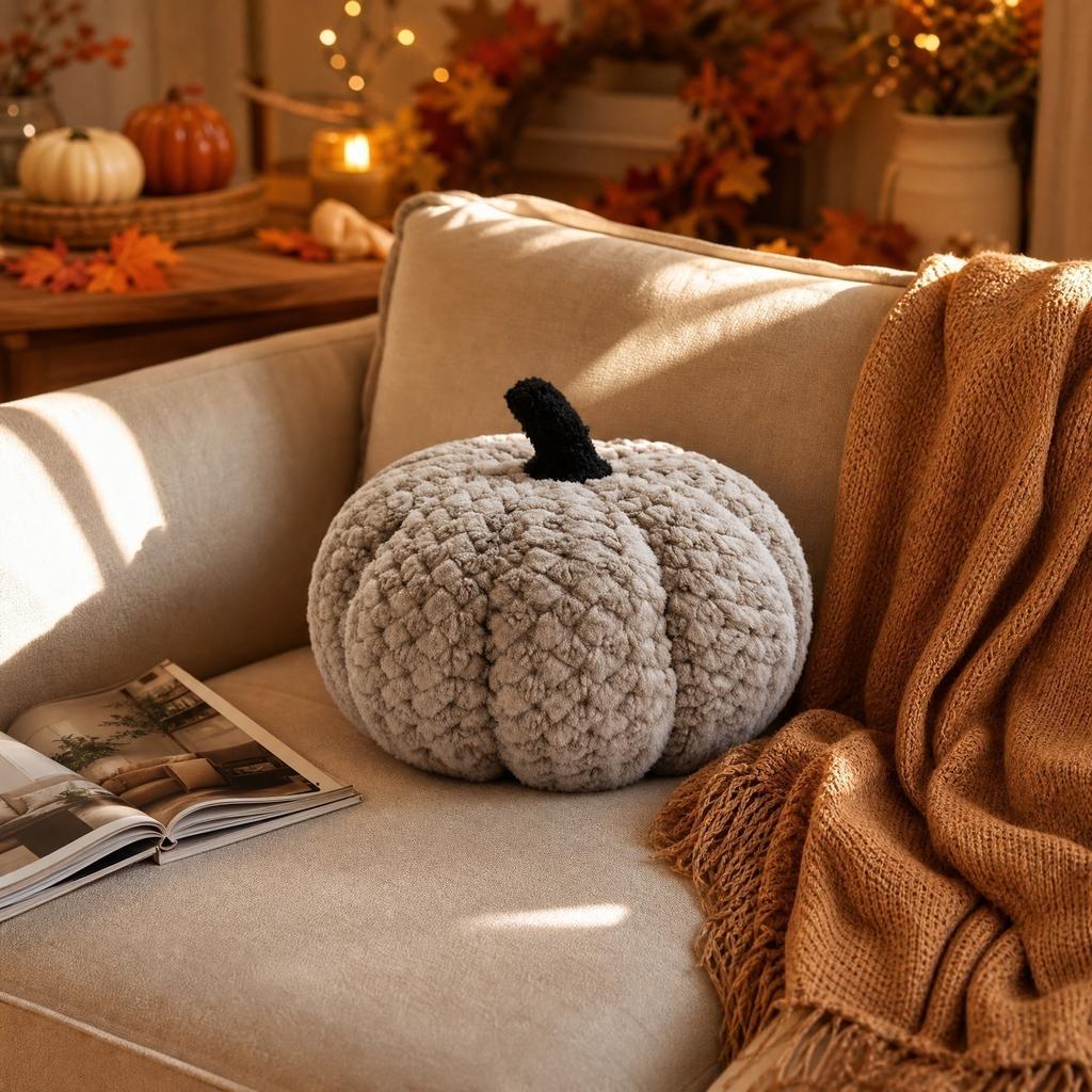 Morbido Cuscino Decorativo a Forma di Zucca in Peluche per Arredamento Casa Cuscino per Divano Cuscino Decorativo Imbottito 20cm 28cm Accogliente Materiale in Pile