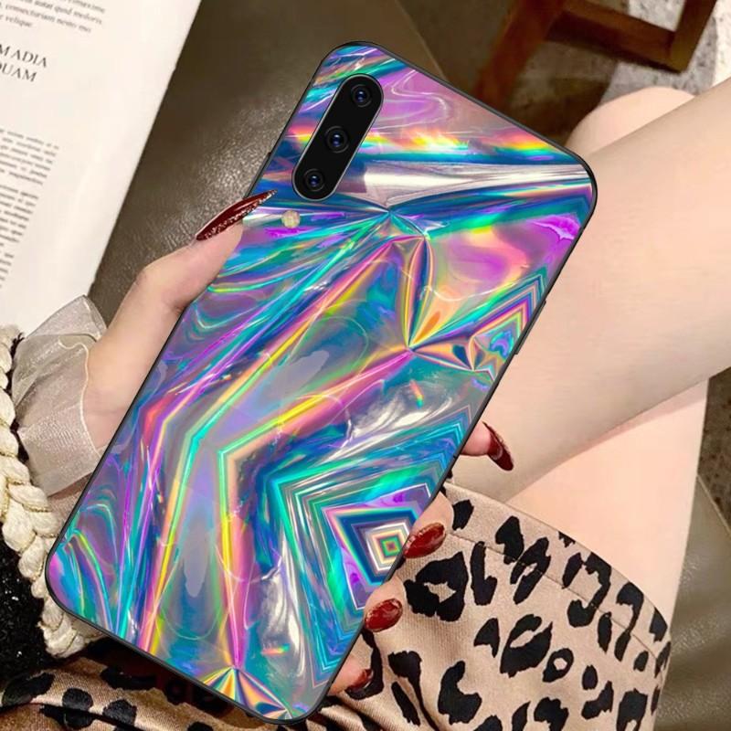 Holographic Colorful Pattern Phone Case For Samsung A91 A81 A73 A72 A71 A30S A20 A12 A13 A52 A53 4G 5G Soft Black Phone Cover