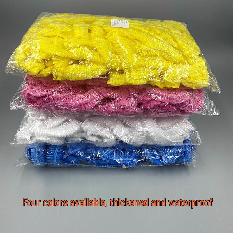 Hochdruck Einweg-Duschhaube - Transparent gestreiftes dickes PE-Plastik für Salon- & Hotelgebrauch