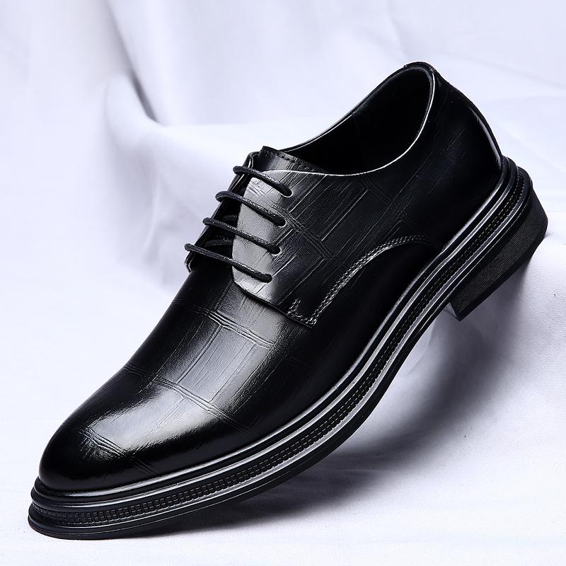 

Модные новые мужские кожаные туфли дерби с острым носком, весенние мужские классические черные/коричневые деловые повседневные кожаные туфли 44 чёрный