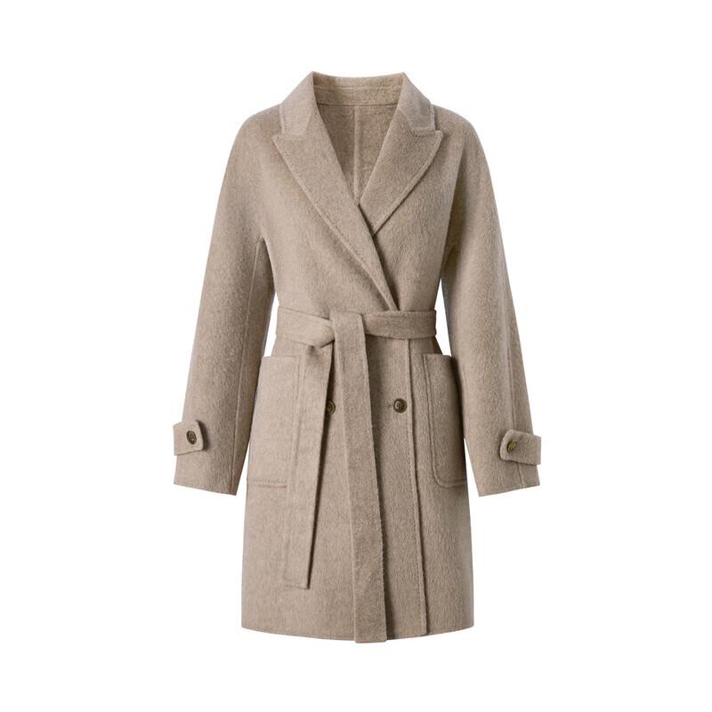 JUZUI ANNACAU Women's Wool Blend Double-Faced Mid-Long Winter Coat